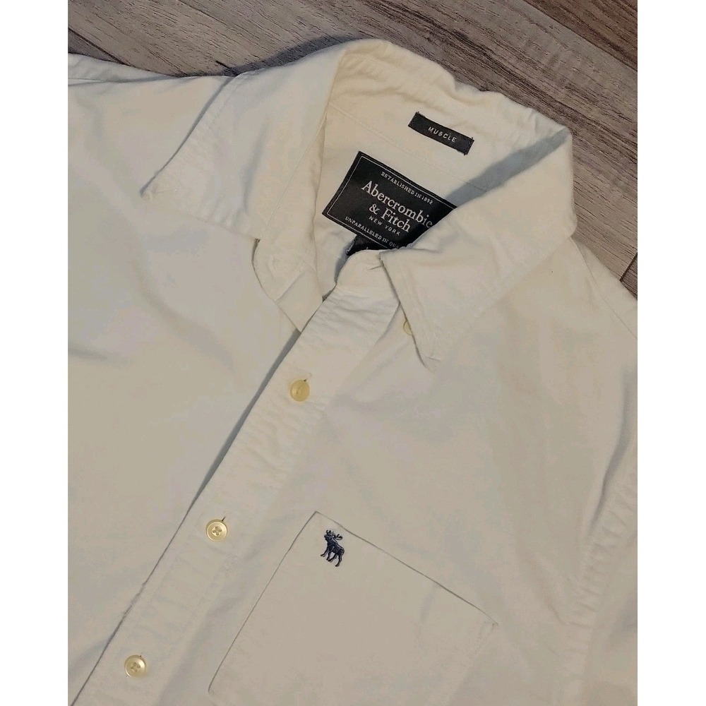 Abercrombie & Fitch Muscle Shirt Mens Large White Button Up